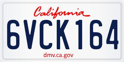 CA license plate 6VCK164