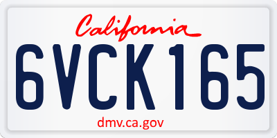 CA license plate 6VCK165