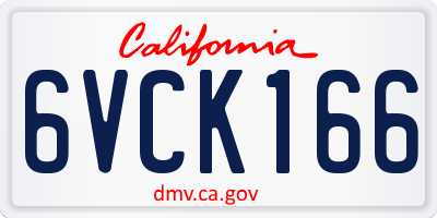 CA license plate 6VCK166