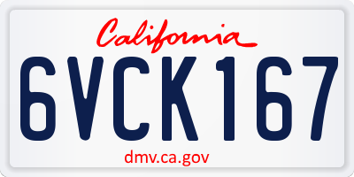 CA license plate 6VCK167