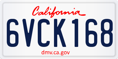 CA license plate 6VCK168