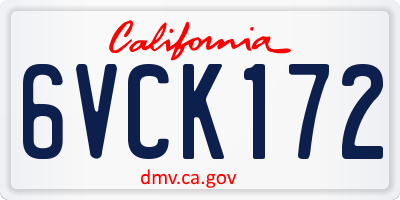 CA license plate 6VCK172