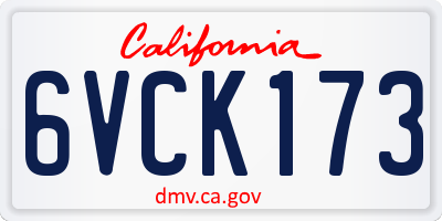 CA license plate 6VCK173