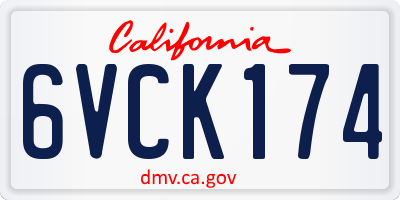 CA license plate 6VCK174