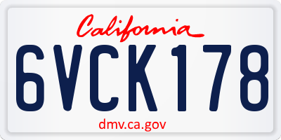 CA license plate 6VCK178