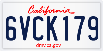 CA license plate 6VCK179