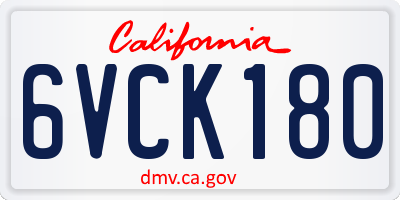 CA license plate 6VCK180