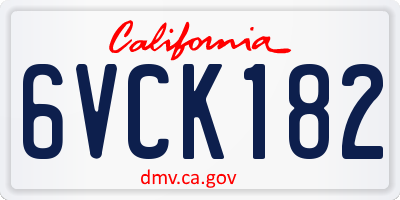 CA license plate 6VCK182