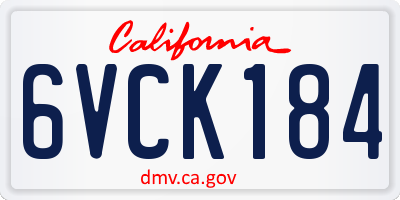 CA license plate 6VCK184