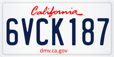 CA license plate 6VCK187