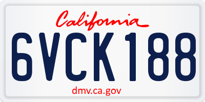 CA license plate 6VCK188