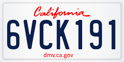 CA license plate 6VCK191