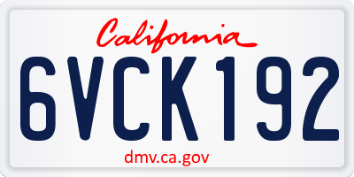 CA license plate 6VCK192