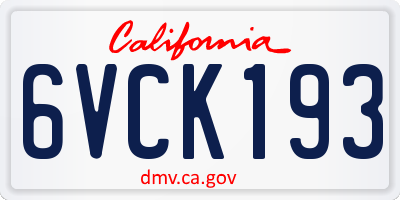 CA license plate 6VCK193
