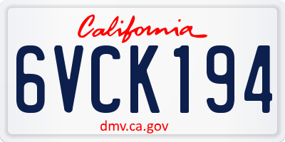 CA license plate 6VCK194