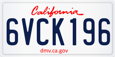 CA license plate 6VCK196