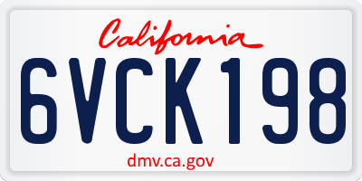 CA license plate 6VCK198