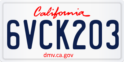 CA license plate 6VCK203