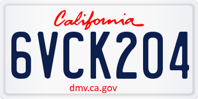 CA license plate 6VCK204
