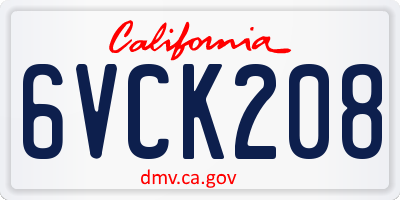 CA license plate 6VCK208
