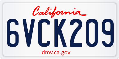 CA license plate 6VCK209