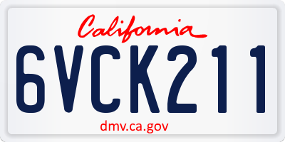 CA license plate 6VCK211