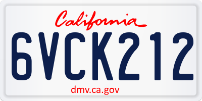 CA license plate 6VCK212