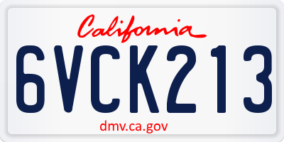 CA license plate 6VCK213