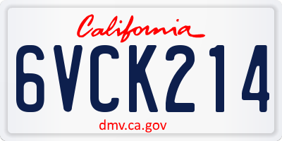 CA license plate 6VCK214