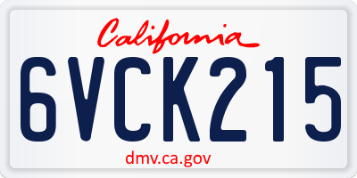 CA license plate 6VCK215