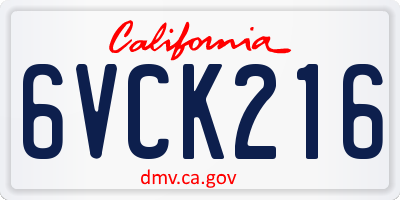 CA license plate 6VCK216