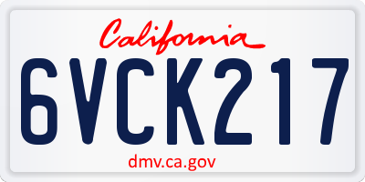 CA license plate 6VCK217