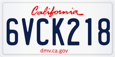CA license plate 6VCK218
