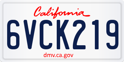 CA license plate 6VCK219
