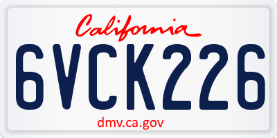 CA license plate 6VCK226