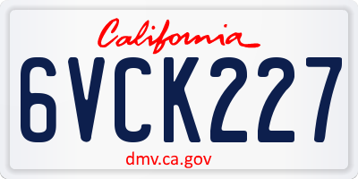 CA license plate 6VCK227