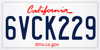 CA license plate 6VCK229