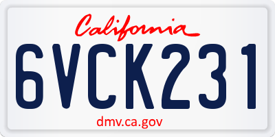 CA license plate 6VCK231