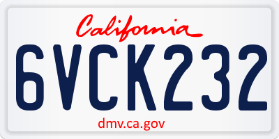 CA license plate 6VCK232