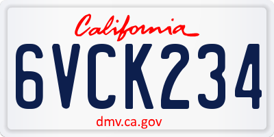 CA license plate 6VCK234