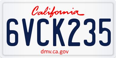 CA license plate 6VCK235