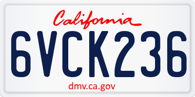 CA license plate 6VCK236