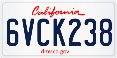 CA license plate 6VCK238