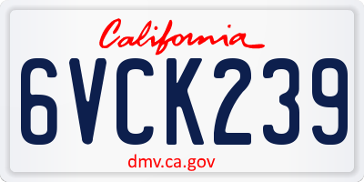 CA license plate 6VCK239