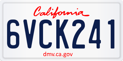 CA license plate 6VCK241