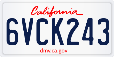 CA license plate 6VCK243
