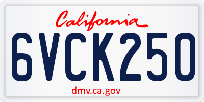 CA license plate 6VCK250