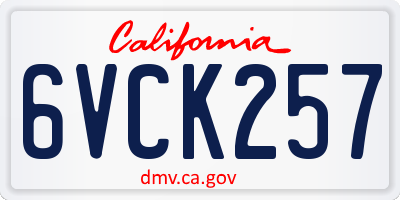 CA license plate 6VCK257