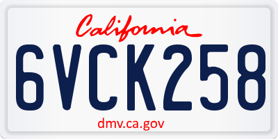CA license plate 6VCK258