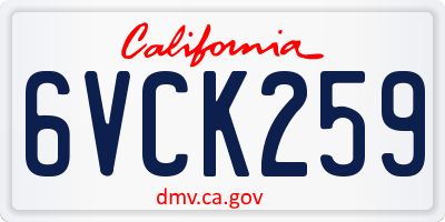 CA license plate 6VCK259